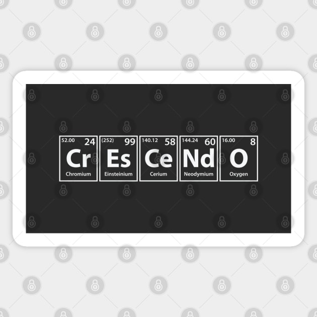 Crescendo (Cr-Es-Ce-Nd-O) Periodic Elements Spelling Sticker by cerebrands